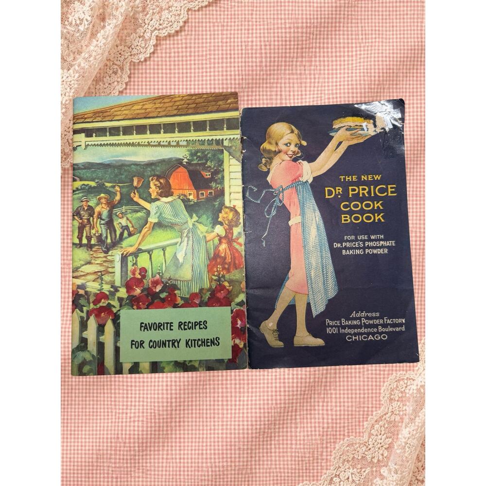 Vintage 1921 Dr. Price Cookbook & 1945 Country Kitchen Recipe Booklets